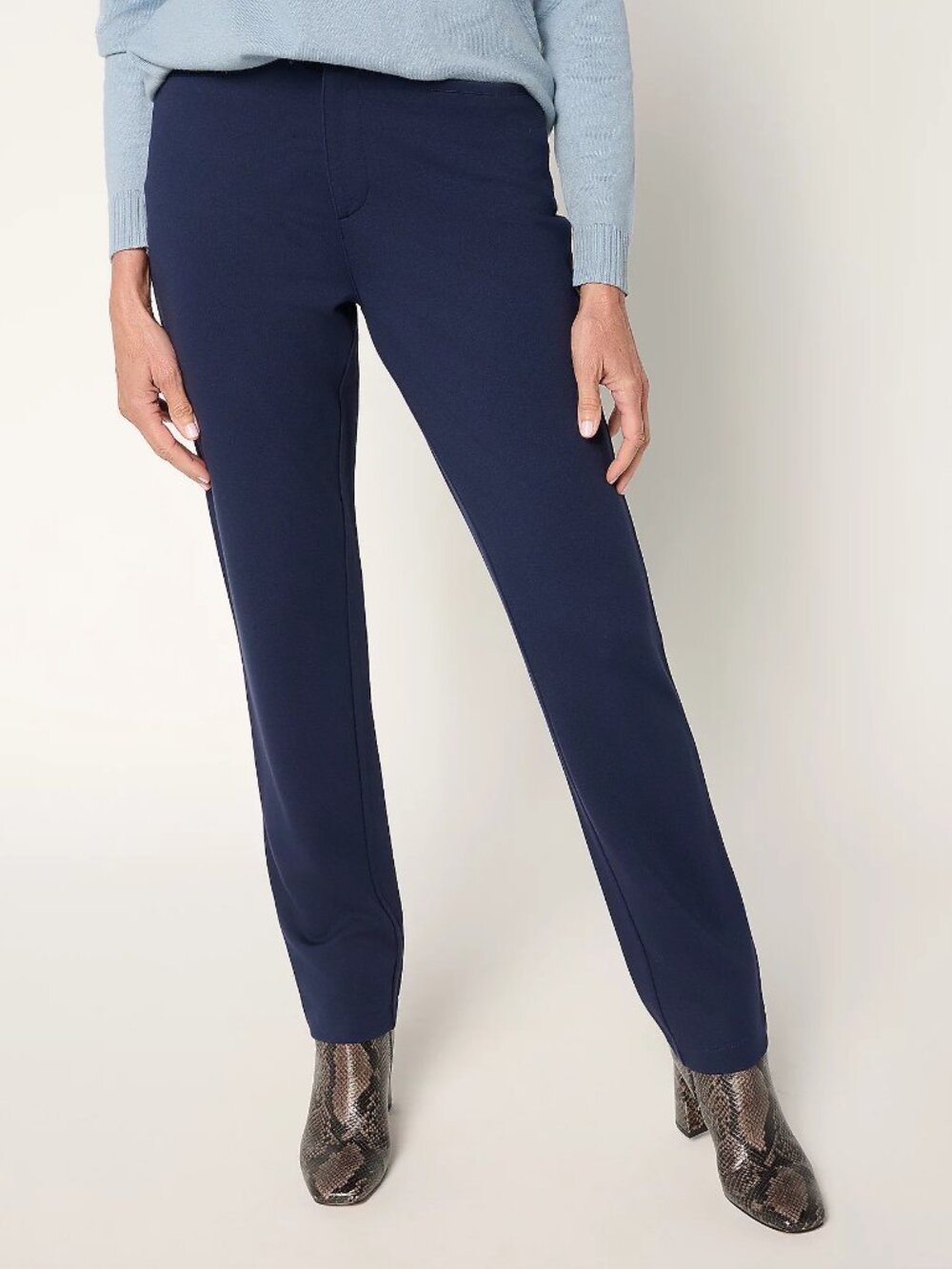 BEAUTIFUL by Lawrence Zarian Regular Silky Ponte Tailored Pant, Navy Sz 8 a70494
